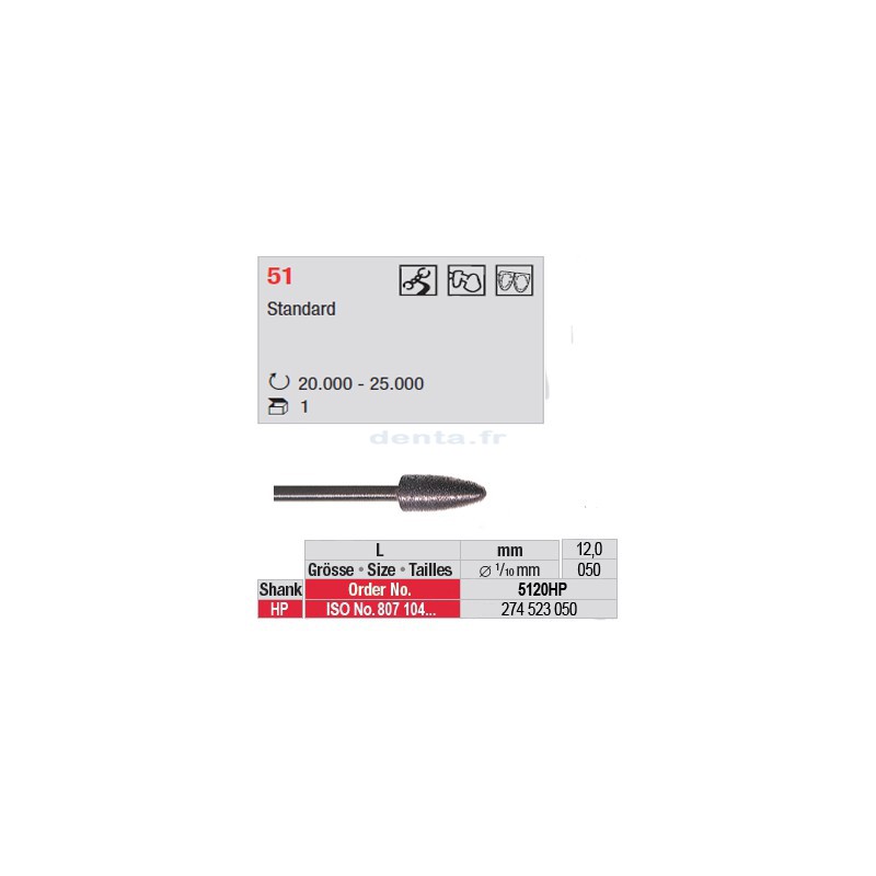 Fraise diamantée dans la masse flamme - 5120HP