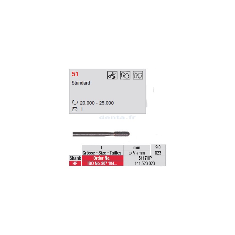 Fraise diamantée dans la masse cylindre bout arrondi - 5117HP