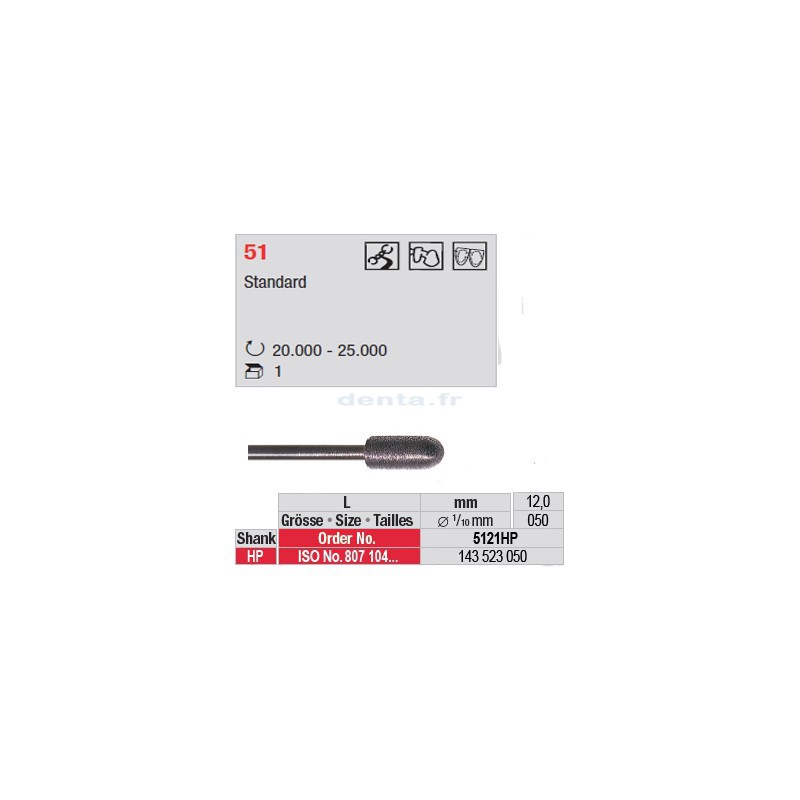Fraise diamantée dans la masse cylindre bout arrondi - 5121HP