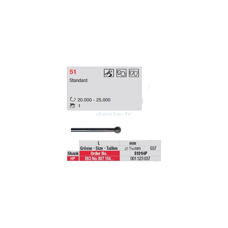 Fraise diamantée dans la masse boule - 5101HP