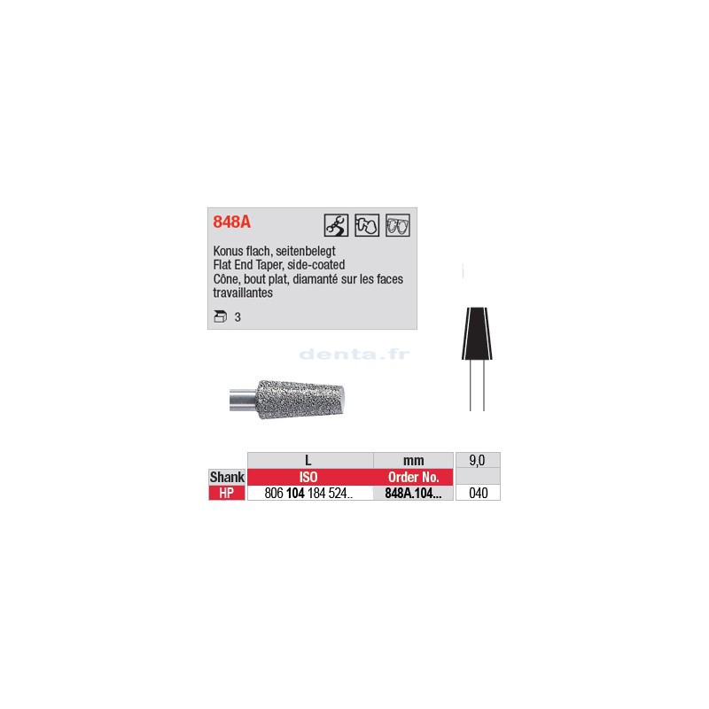 Diamant PM cône bout plat, faces travaillantes - 848A.104.040