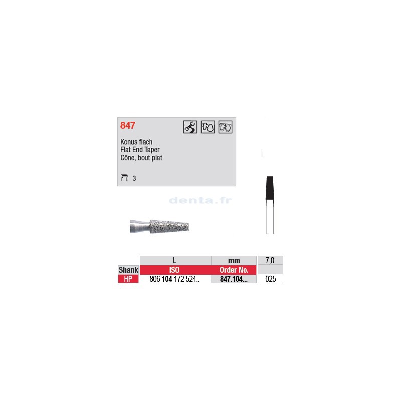 Diamant PM cône bout plat - 847.104.025