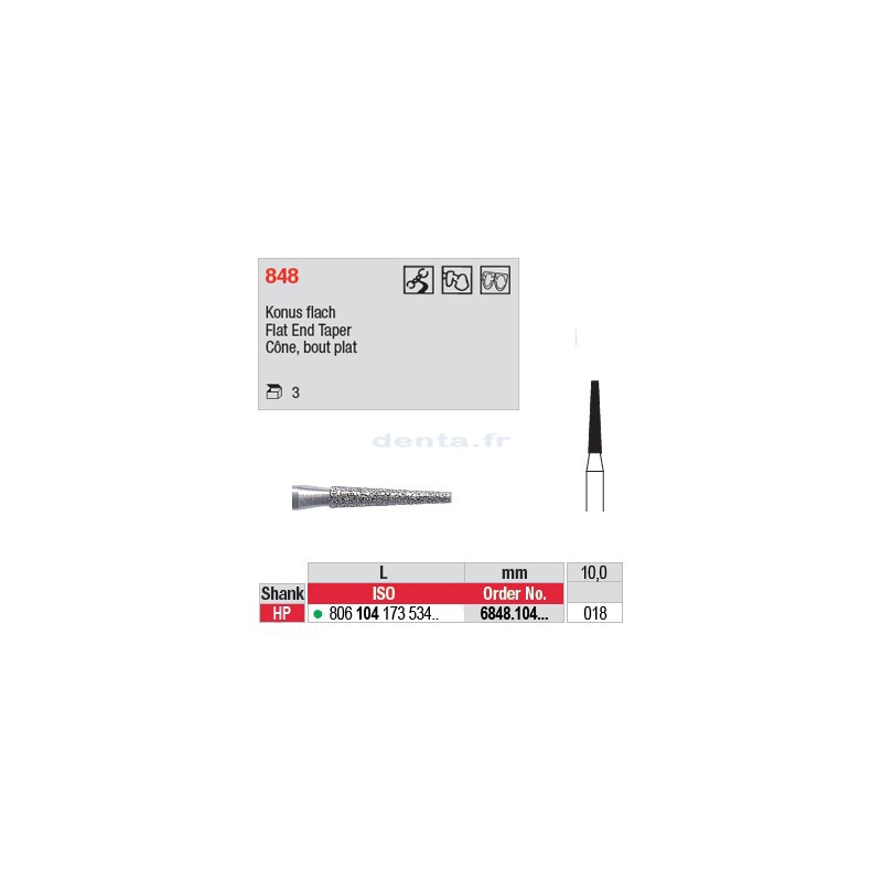 Diamant PM cône bout plat (gros grain) - 6848.104.018