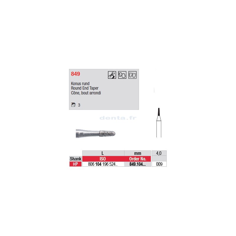 Diamant PM cône bout arrondi - 849.104.009