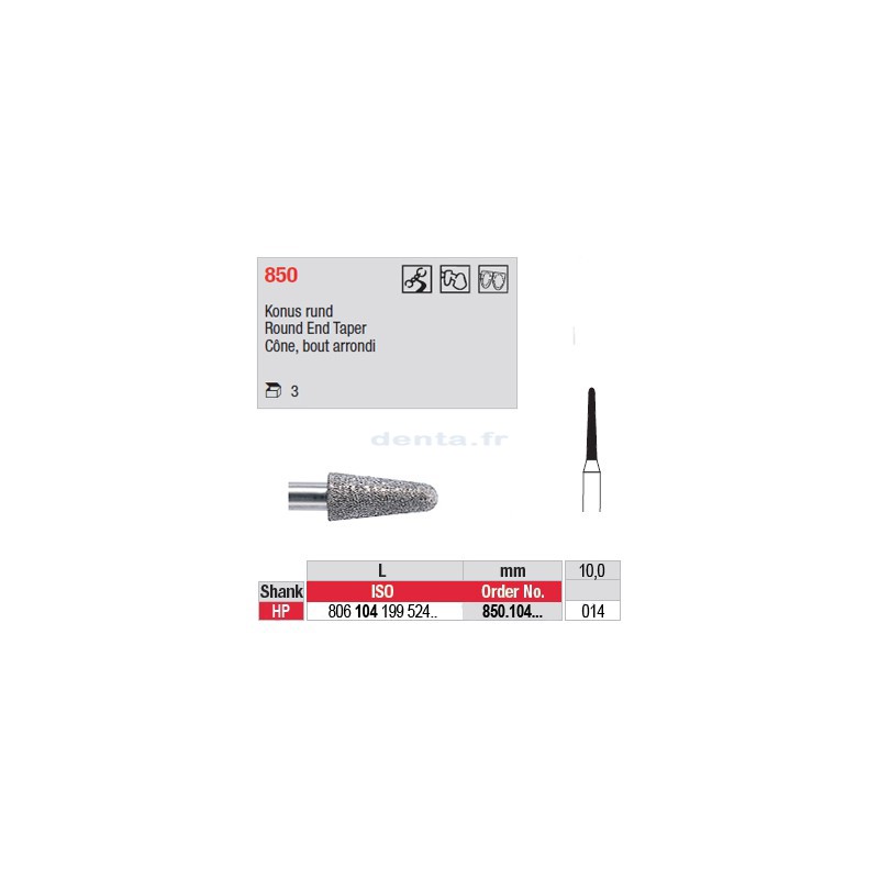 Diamant PM cône bout arrondi - 850.104.014