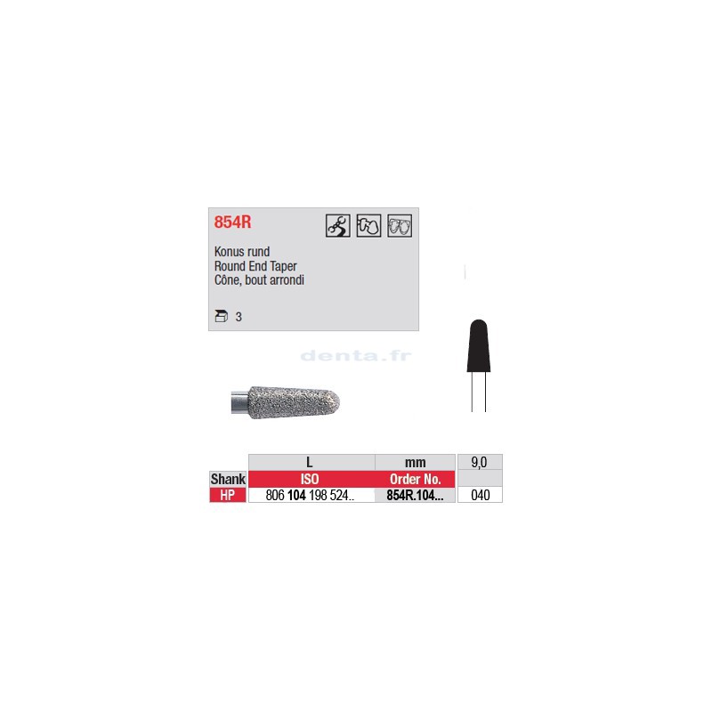 Diamant PM cône bout arrondi - 854R.104.040