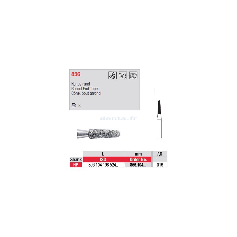 Diamant PM cône bout arrondi - 856.104.016