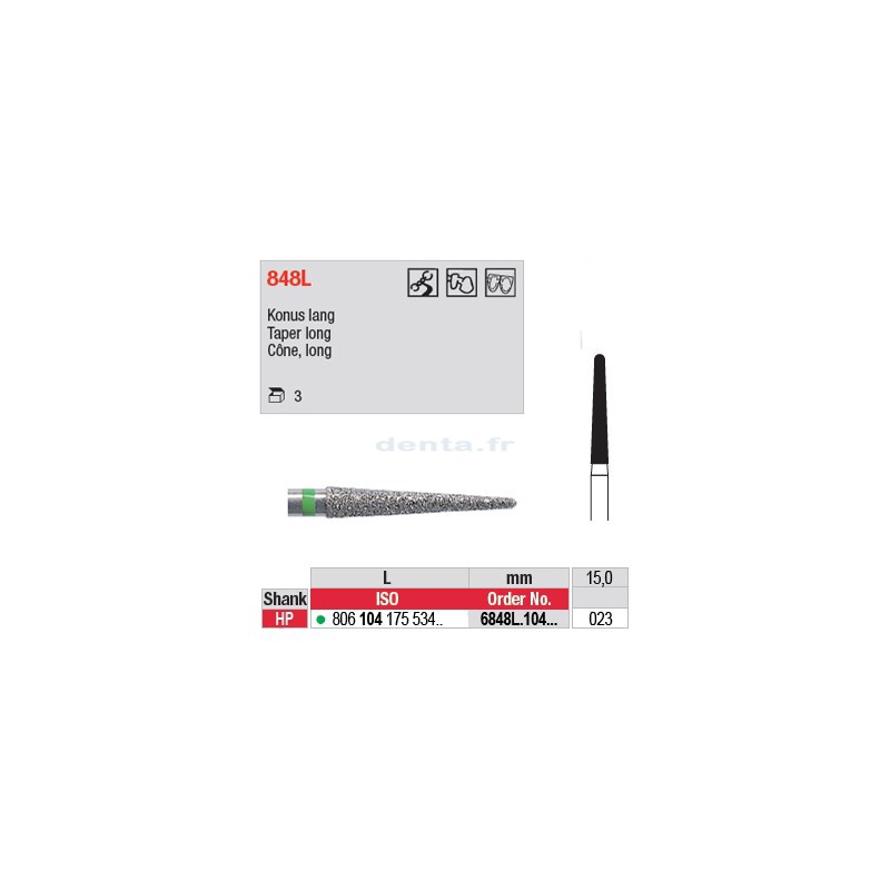 Diamant PM cône long (gros grain) - 6848L.104.023