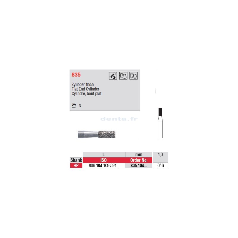 Diamant PM cylindre bout plat - 835.104.016