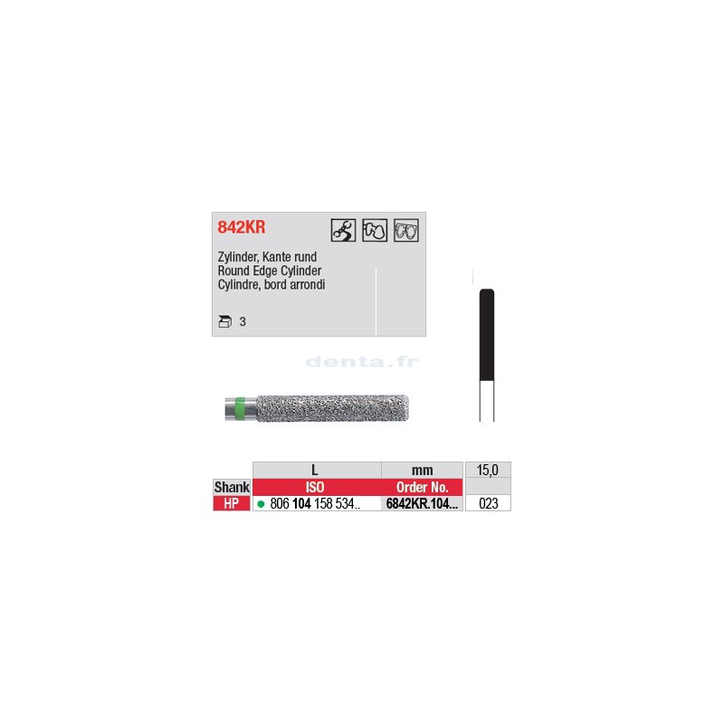 Diamant PM cylindre bord arrondi (gros grain) - 6842KR.104.023