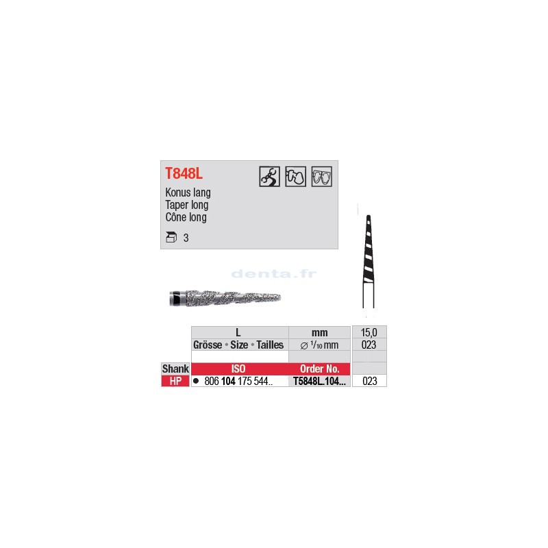 Diamant Turbo cône long (très gros grain) - T5848L.104.023