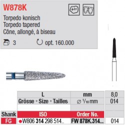 Diamant WhiteTIGER cône allongé à biseau (grain fin) - FW878K.314.014