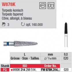 Diamant WhiteTIGER cône allongé à biseau (grain fin) - FW878K.314.020