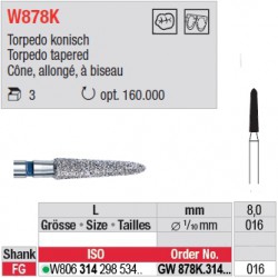 Diamant WhiteTIGER cône allongé à biseau (gros grain) - GW878K.314.016