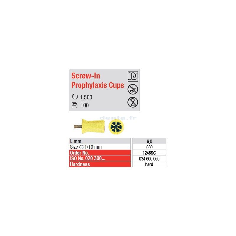  Screw-In Prophylaxis Cups - 1245SC 