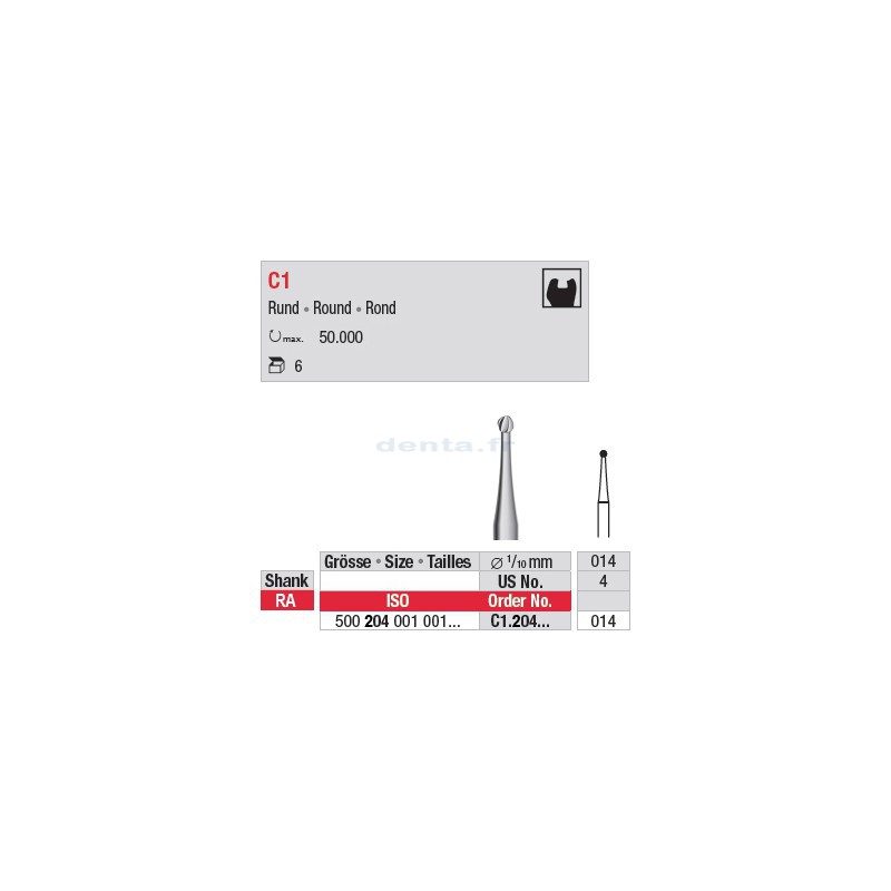  C1 - Fraise carbure de tungstène - CA Rond - C1.204.014 