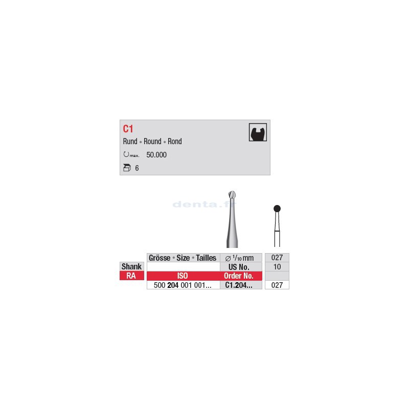  C1 - Fraise carbure de tungstène - CA Rond - C1.204.027 