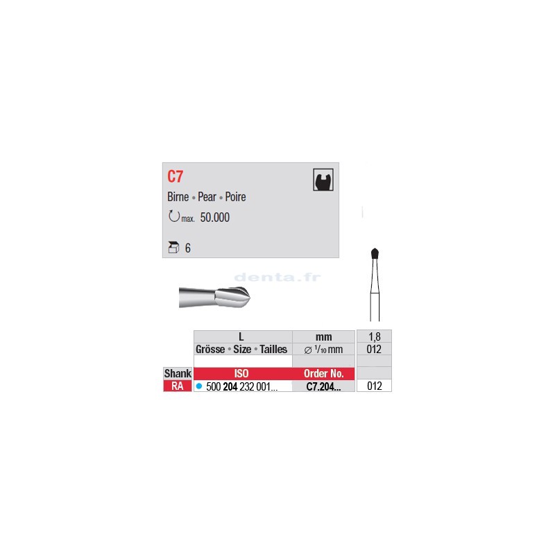  C7 - Fraise carbure de tungstène - C7.204.012 