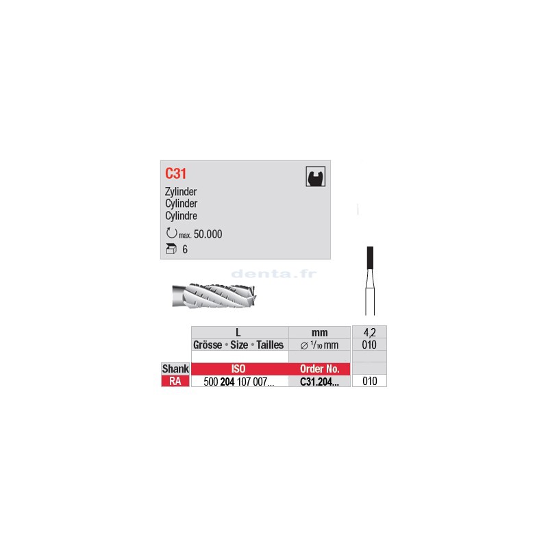  C31 - Fraise carbure de tungstène - C31.204.010 