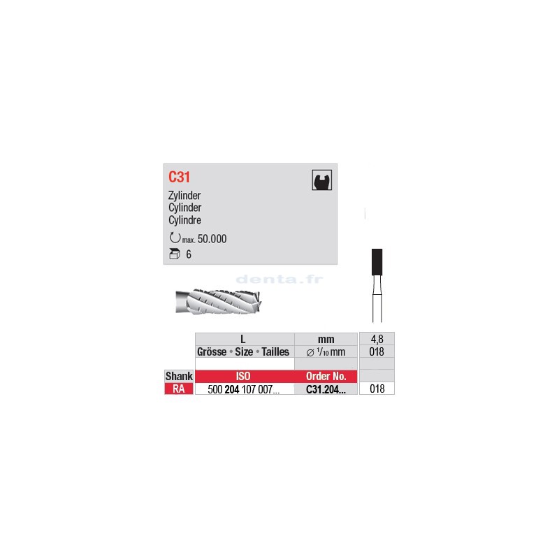  C31 - Fraise carbure de tungstène - C31.204.018 
