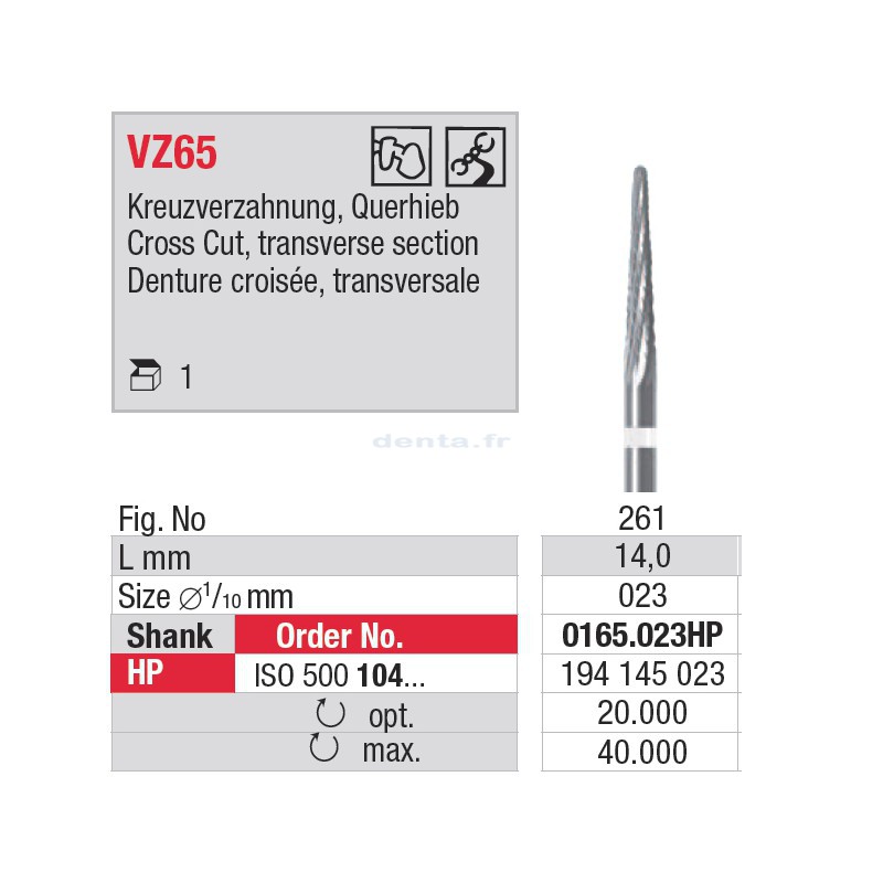 0165.023HP -  - fraise carbure VZ65
