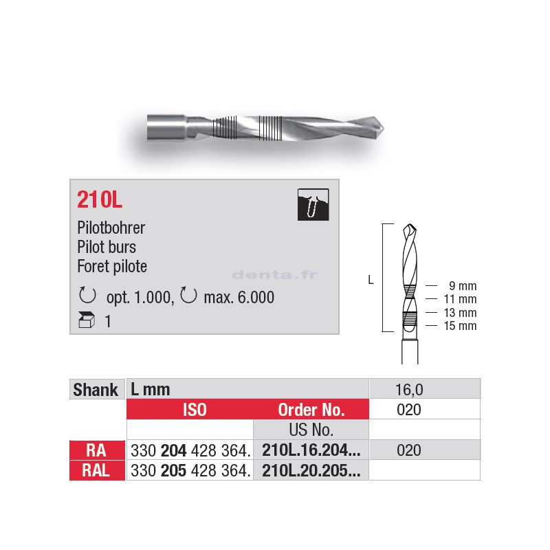 210L.16.204.020 Foret pilote 210L