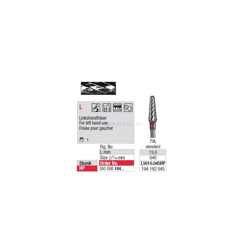 Fraise pour gaucher - L5610.045HP