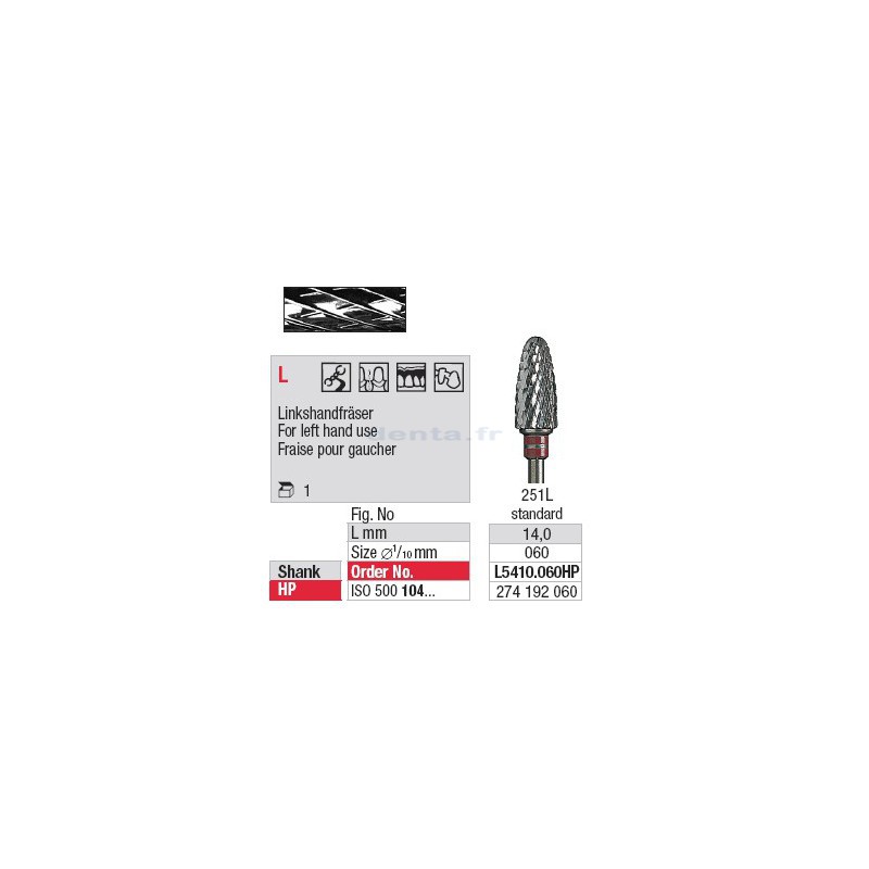 Fraise pour gaucher - L5410.060HP