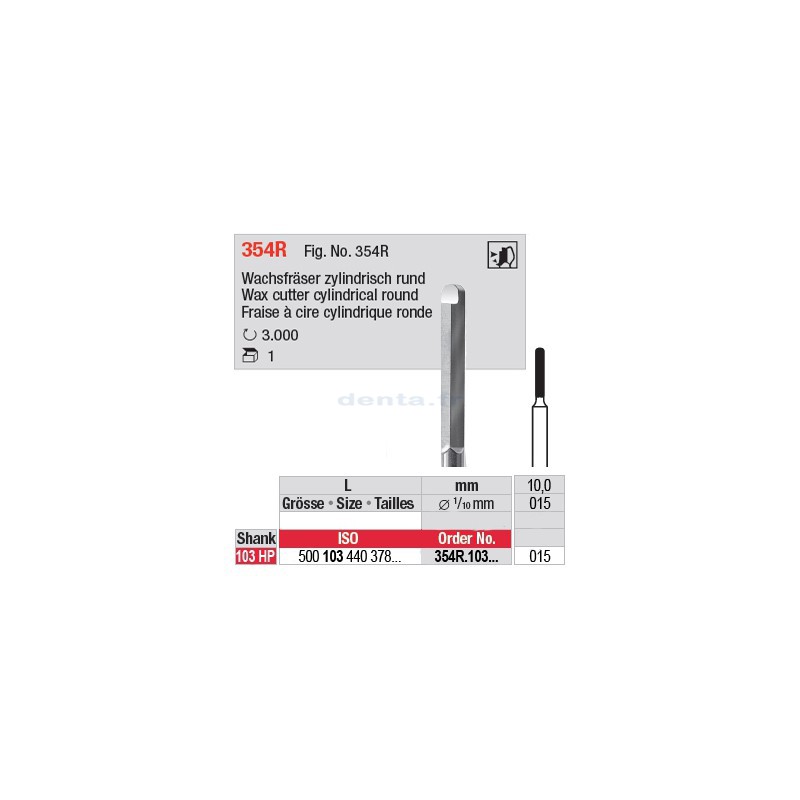 Fraise à cire cylindrique ronde - 354R.103.015