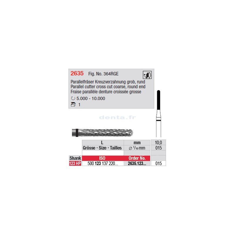 Fraise parallèle denture croisée grosse - 2635.123.015