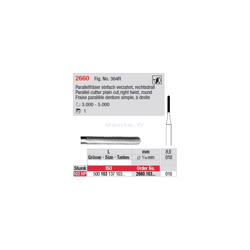Fraise parallèle denture simple, à droite - 2660.103.010