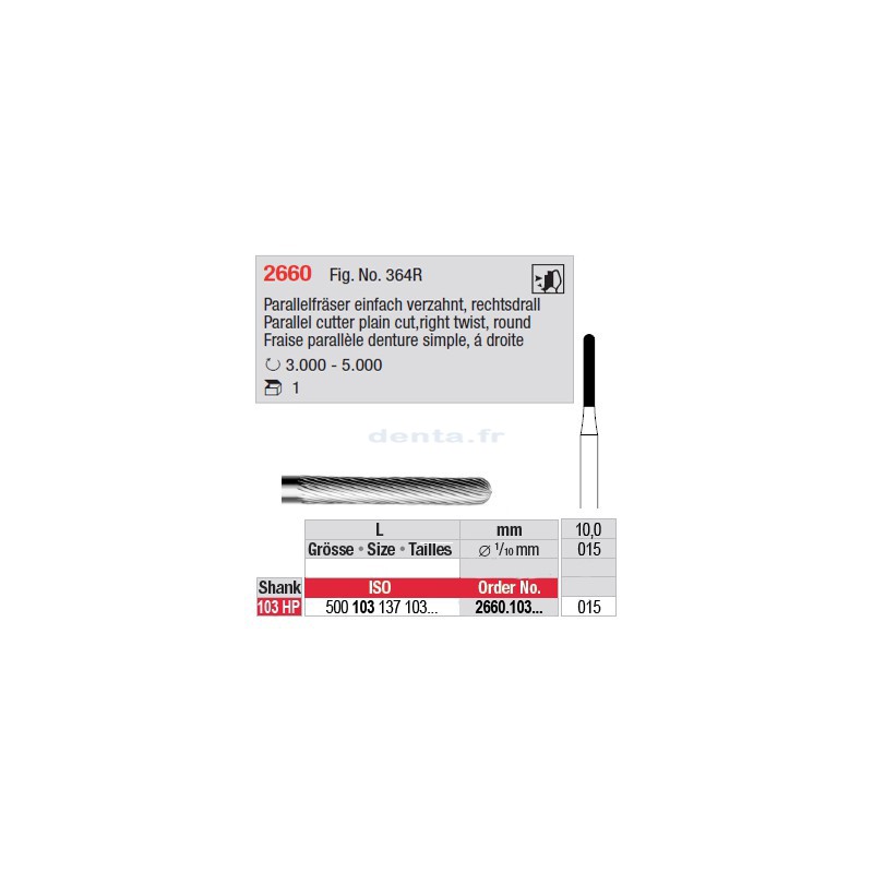 Fraise parallèle denture simple, à droite - 2660.103.015