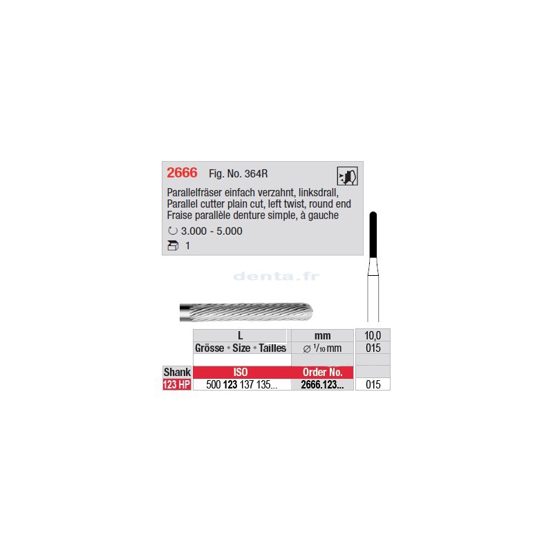 Fraise parallèle denture simple, à gauche - 2666.123.015