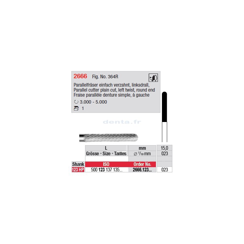 Fraise parallèle denture simple, à gauche - 2666.123.023