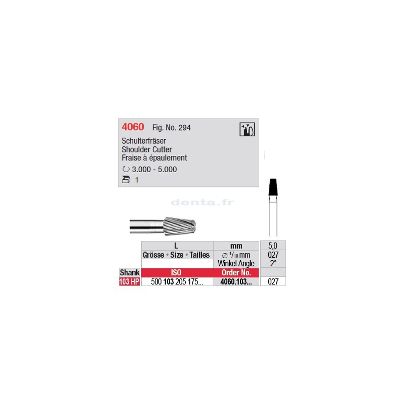 Fraise à épaulement - 4060.103.027