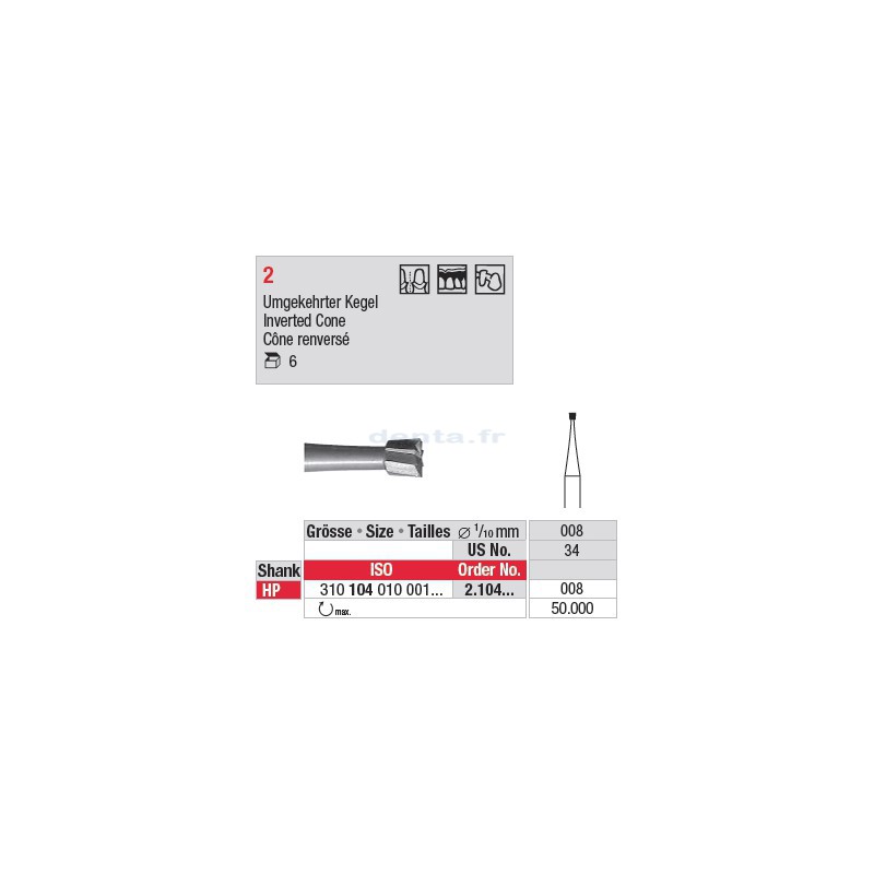 Fraise en acier cône renversé - 2.104.008