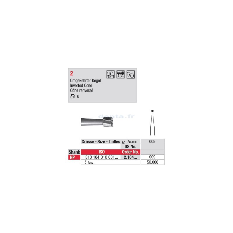 Fraise en acier cône renversé - 2.104.009