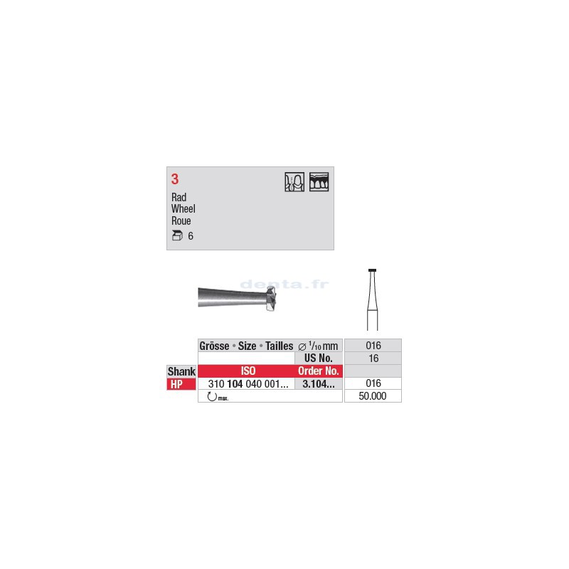 Fraise en acier roue - 3.104.016