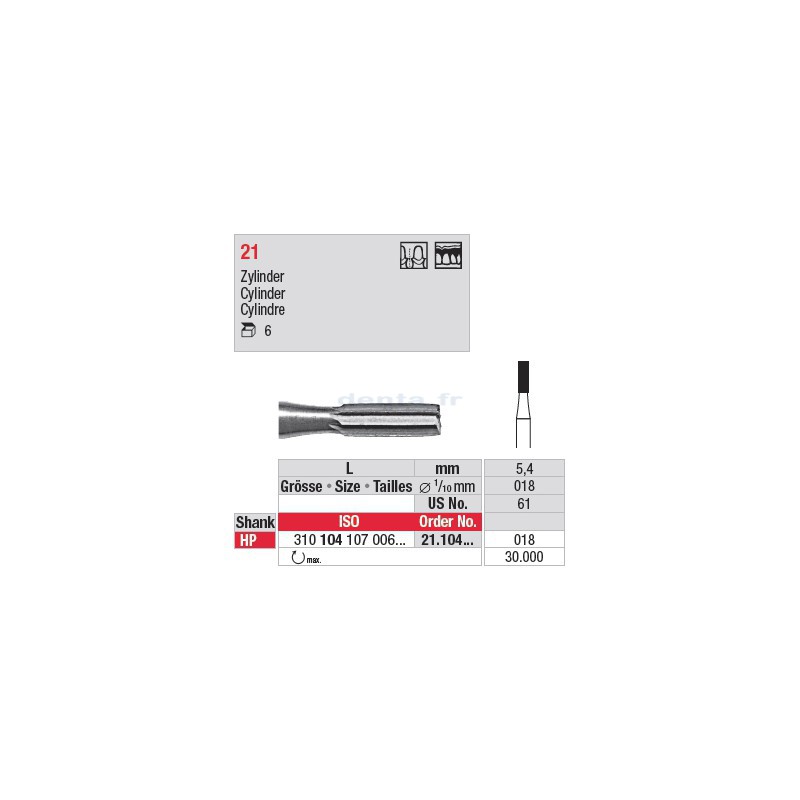 Fraise en acier cylindrique - 21.104.018