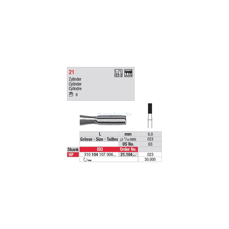 Fraise en acier cylindrique - 21.104.023