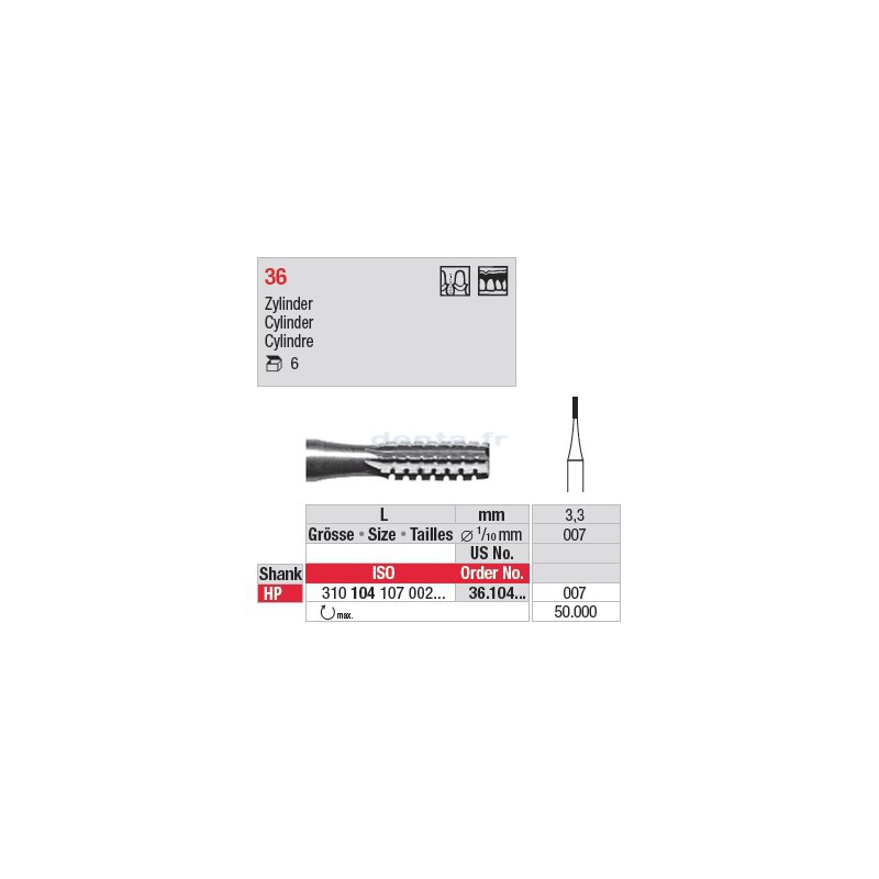 Fraise en acier cylindrique - 36.104.007