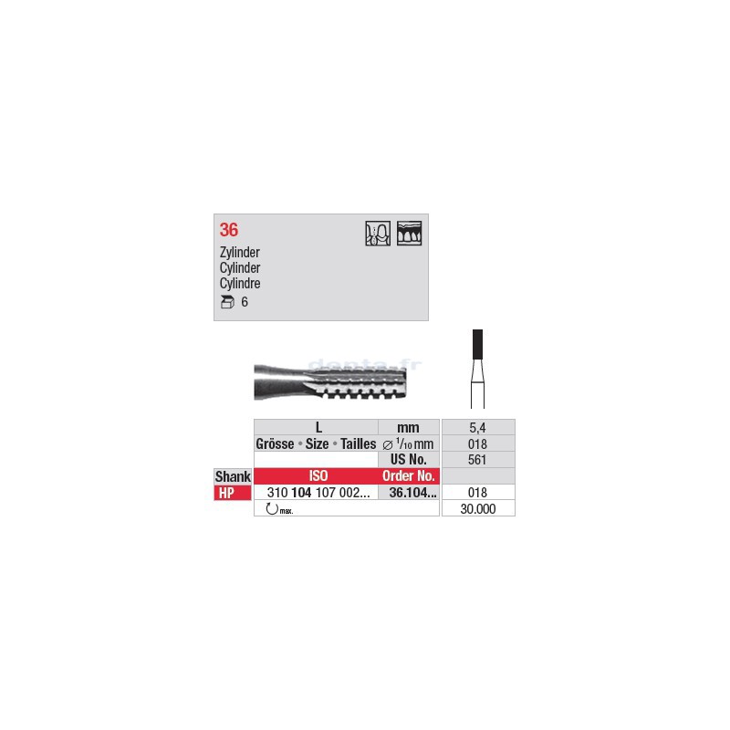 Fraise en acier cylindrique - 36.104.018