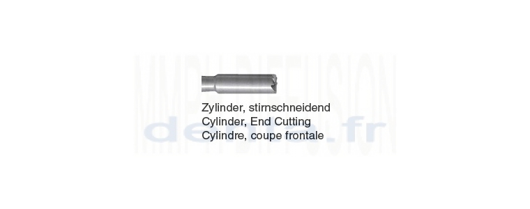 Fraise dentaire - acier - Cylindre coupe frontale