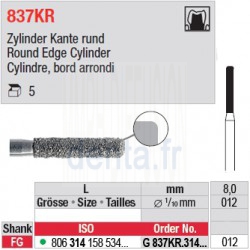 G 837KR.314.012-Cylindre, bord arrondi