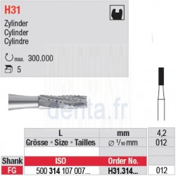  H31.314.012 - Fraise carbure de tungstène - FG - Cylindre 