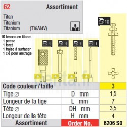 6206SO - Assortiment tenons taille 3 (courts)