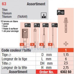 6302SO - Assortiment tenons taille 1 (courts)