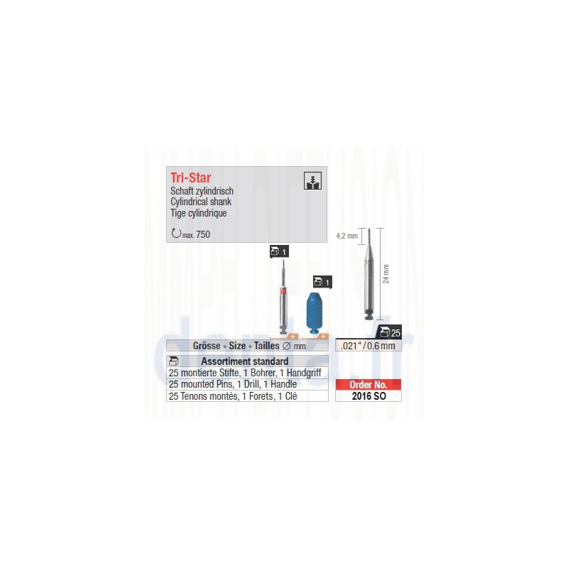 2016SO - Assortiment standard de tenons TriStar 0,6 mm