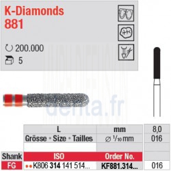KF881.314.016 - K-Diamonds cylindre bout arrondi - grain fin