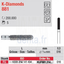KUF881.314.016 - K-Diamonds cylindre bout arrondi - grain ultra fin